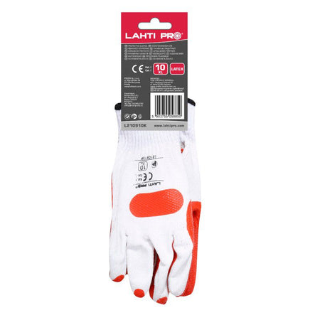 Mănuși latex cu poliester-bumbac întărite dorsal LAHTI PRO 10 (XL)