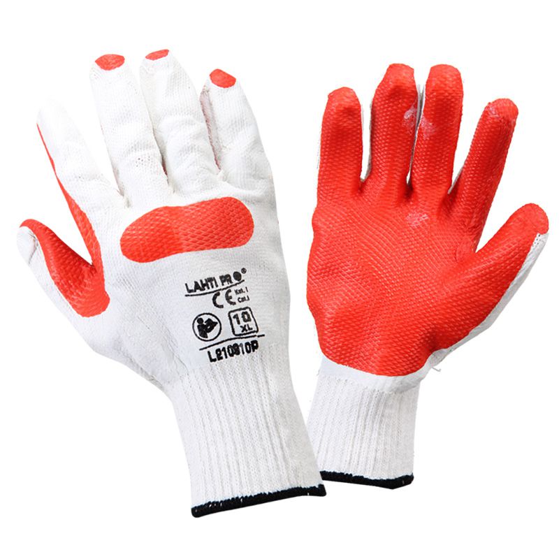 Mănuși latex cu poliester-bumbac întărite dorsal LAHTI PRO 10 (XL)