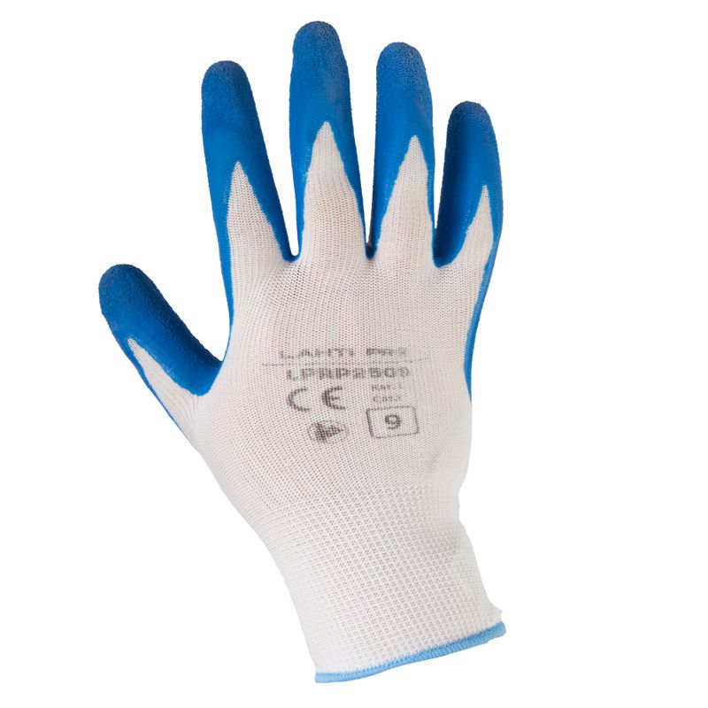 Mănuși latex cu poliester LAHTI PRO pentru protecția mâinilor