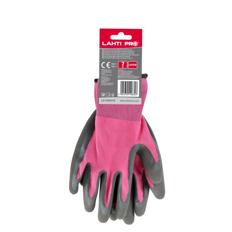 Mănuși latex roz Lahti Pro pentru protecția mâinilor