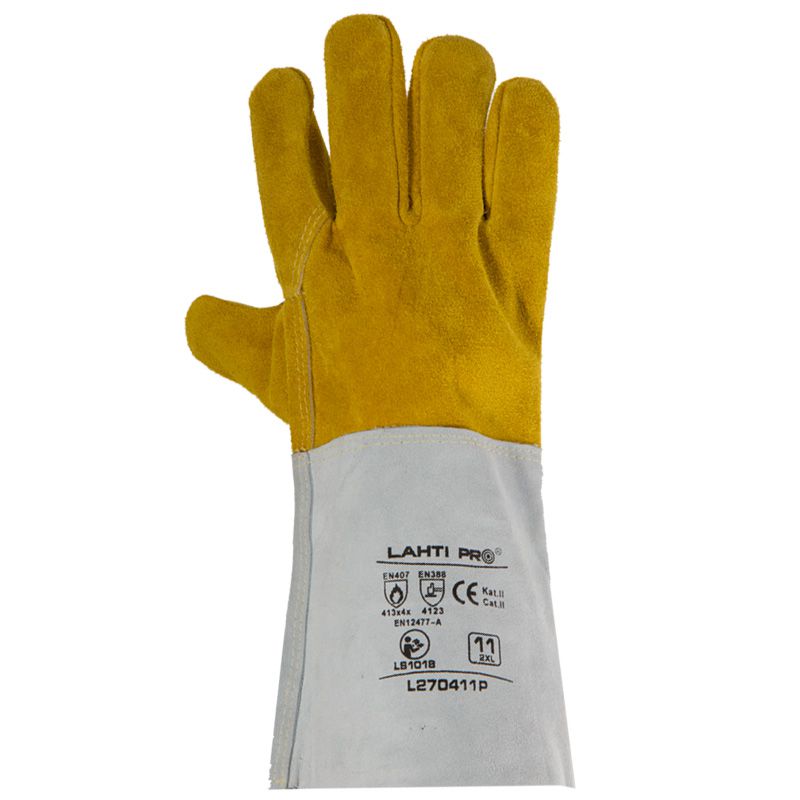 Mănușă sudură piele bovină, 35 cm, rezistență nivel 4, LAHTI PRO L270411K