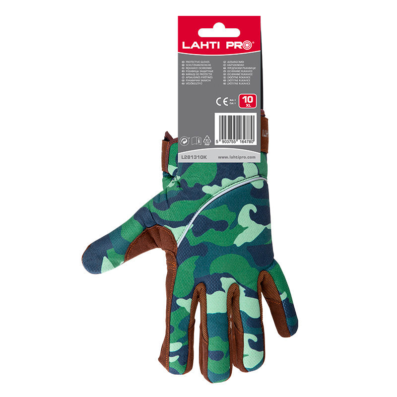 Mănușă poliester cu model camuflaj LAHTI PRO pentru protecție