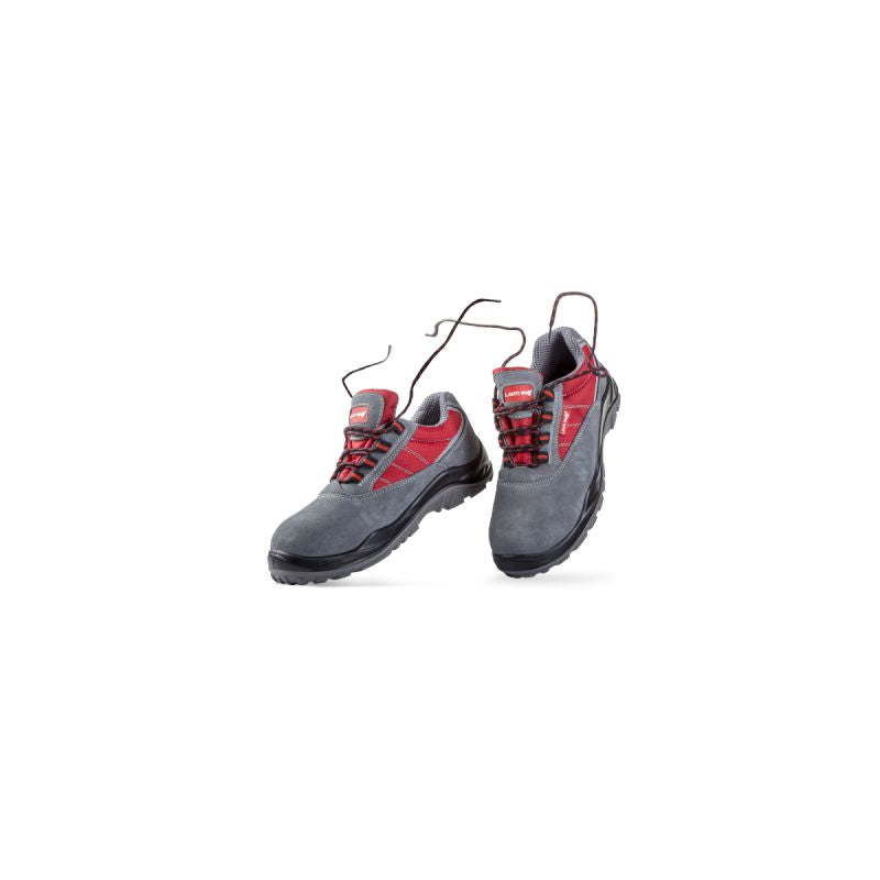 Pantofi piele întoarsă și țesătură gri-roșu S1 SRC LAHTI PRO