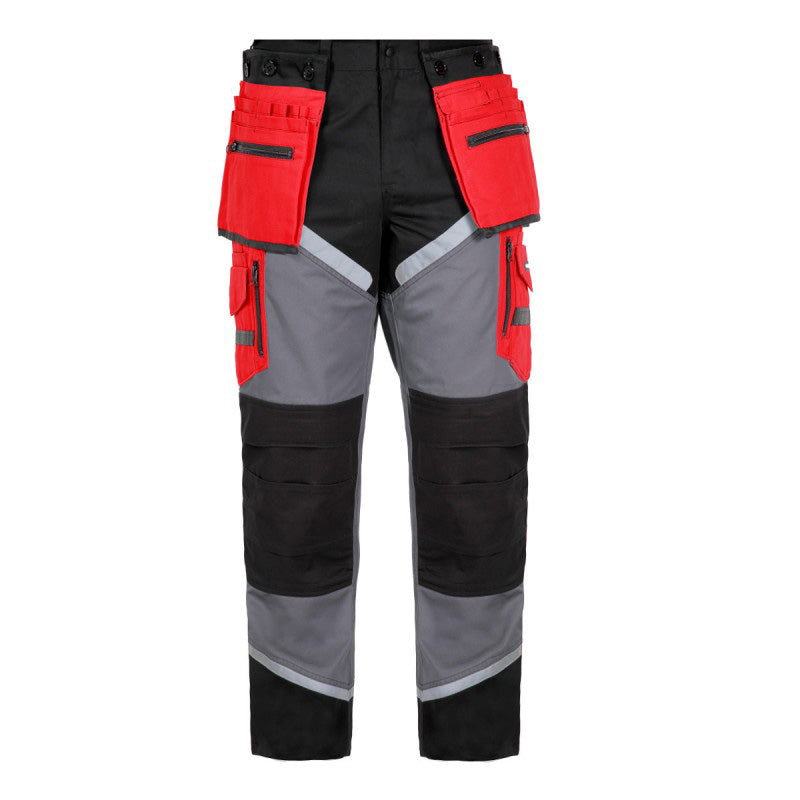 Pantaloni de lucru gros premium LAHTI PRO, bumbac 100%, buzunare multiple, benzi reflectorizante