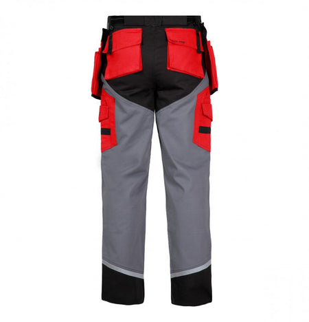 Pantaloni de lucru gros premium LAHTI PRO, bumbac 100%, buzunare multiple, benzi reflectorizante