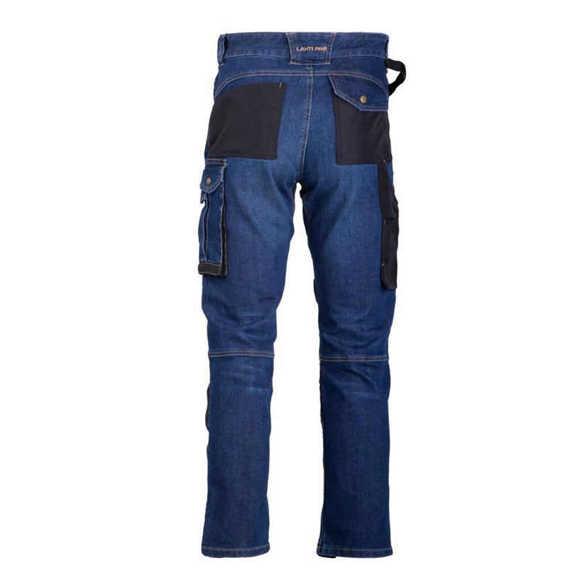Pantaloni de lucru tip blugi slim-fit elastici LAHTI PRO pentru protecție zilnică