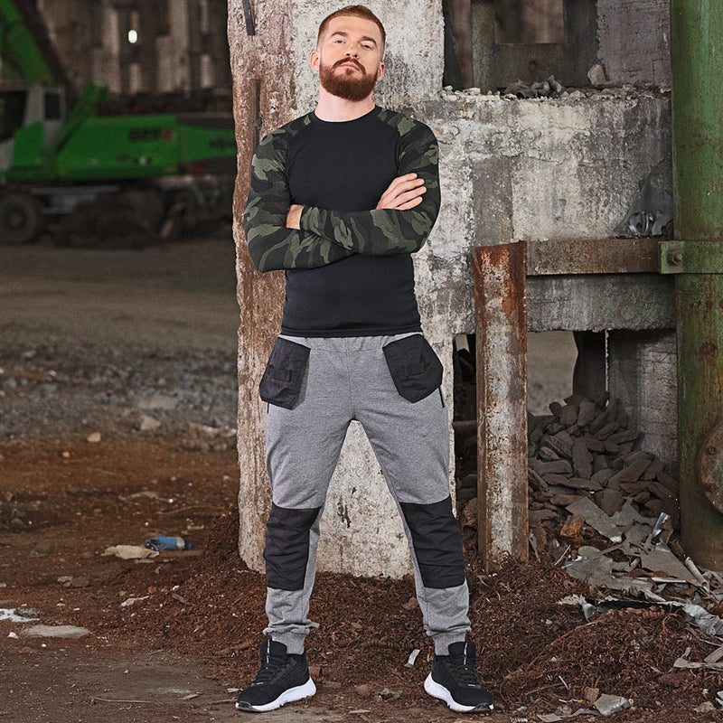 Pantaloni trening LAHTI PRO cu buzunare detașabile, material 60% bumbac 38% poliester 2% elastan, gri, cod furnizor public