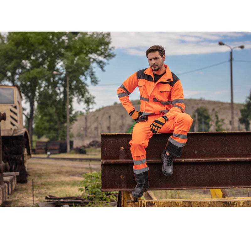 Pantaloni reflectorizanți întăriți LAHTI PRO bumbac poliester, 9 buzunare, standard EN ISO 20471