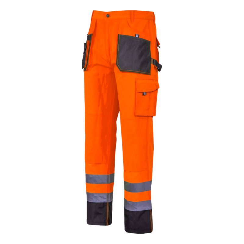 Pantaloni reflectorizanți întăriți LAHTI PRO bumbac poliester, 9 buzunare, standard EN ISO 20471