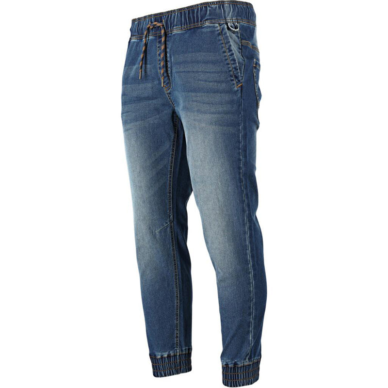 Pantaloni tip-blugi elastici cu șnur și manșete LAHTI PRO din material confortabil cu 4 buzunare și cod furnizor public