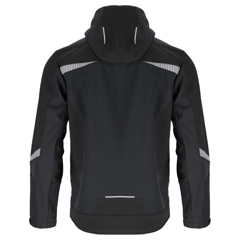 Jachetă elastică cu glugă softshell impermeabilă, negru, LAHTI PRO