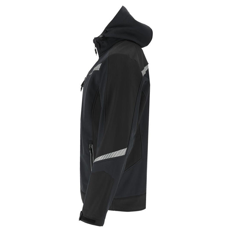 Jachetă elastică cu glugă softshell impermeabilă, negru, LAHTI PRO