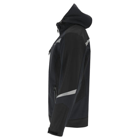 Jachetă elastică cu glugă softshell impermeabilă, negru, LAHTI PRO