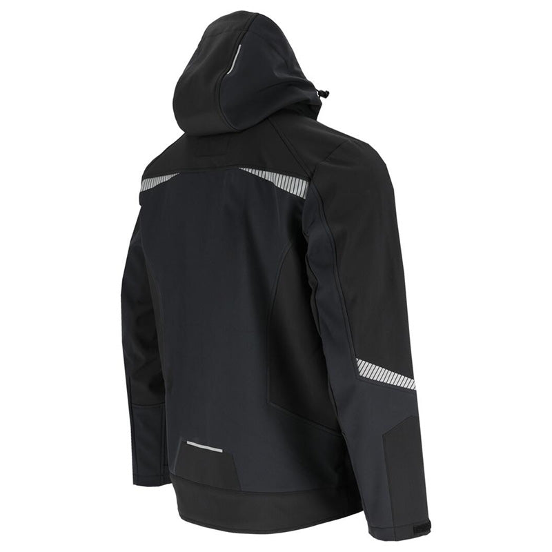 Jachetă elastică cu glugă softshell impermeabilă, negru, LAHTI PRO