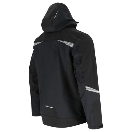 Jachetă elastică cu glugă softshell impermeabilă, negru, LAHTI PRO