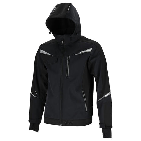 Jachetă elastică cu glugă softshell impermeabilă, negru, LAHTI PRO