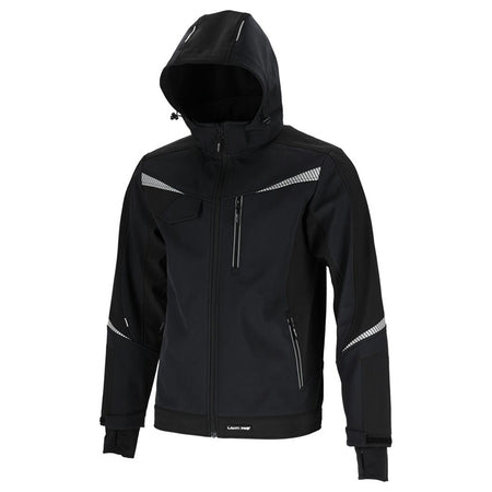 Jachetă elastică cu glugă softshell impermeabilă, negru, LAHTI PRO