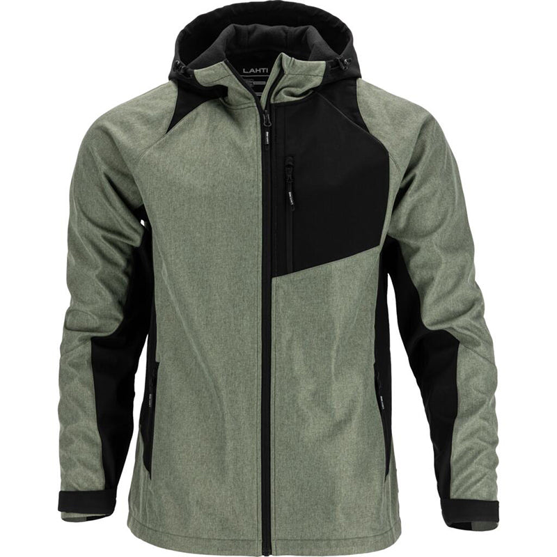 Jachetă elastică cu glugă gri-verzui LAHTI PRO softshell