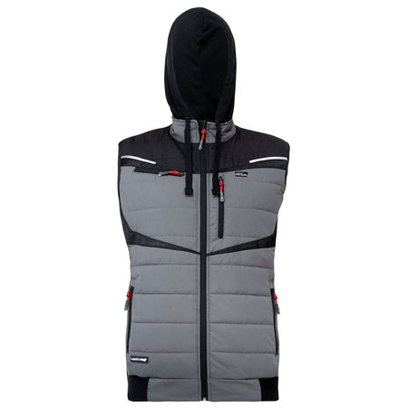 Vestă căptușită cu glugă impermeabilă, negru-gri, 3XL, material poliester-bumbac, LAHTI PRO L4131706