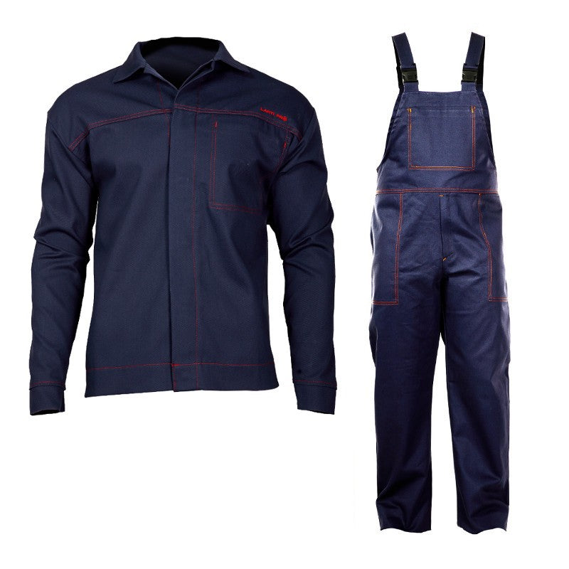 Costum de sudură antistatic ignifugat LAHTI PRO, protecție flacără, clasa 1, bumbac ignifug, cod furnizor public