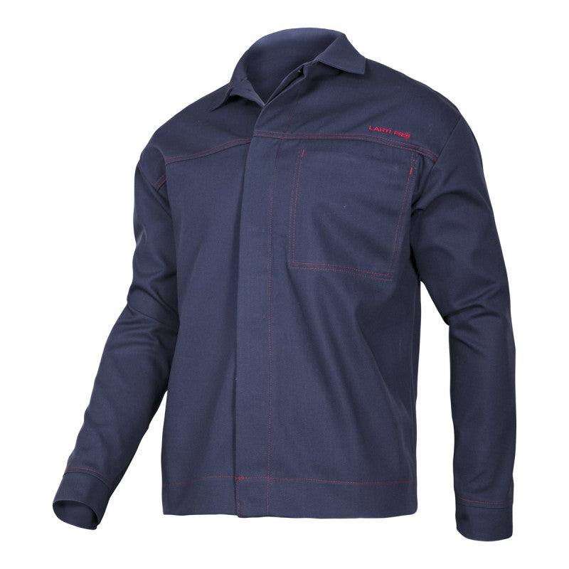 Costum de sudură antistatic ignifugat LAHTI PRO, protecție flacără, clasa 1, bumbac ignifug, cod furnizor public