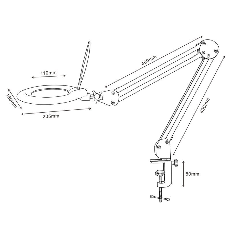 Lampă LED de 12 W cu lupă de 3 dioptrii și braț reglabil Velamp LE006