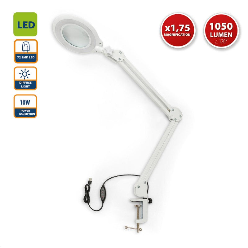 Lampă LED de 12 W cu lupă de 3 dioptrii și braț reglabil Velamp LE006