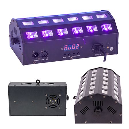 Proiector LED 2 în 1 alb și UV, 24 × 3W, DMX, Ibiza Light LED-STUV24
