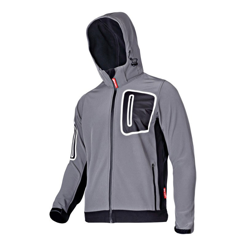 Jachetă elastică cu glugă softshell gri LAHTI PRO