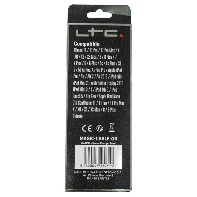 Cablu 3 în 1 USB-C/iPhone/Micro USB, LED verde, 1 m, magnetic LTC MAGIC-CABLE-G