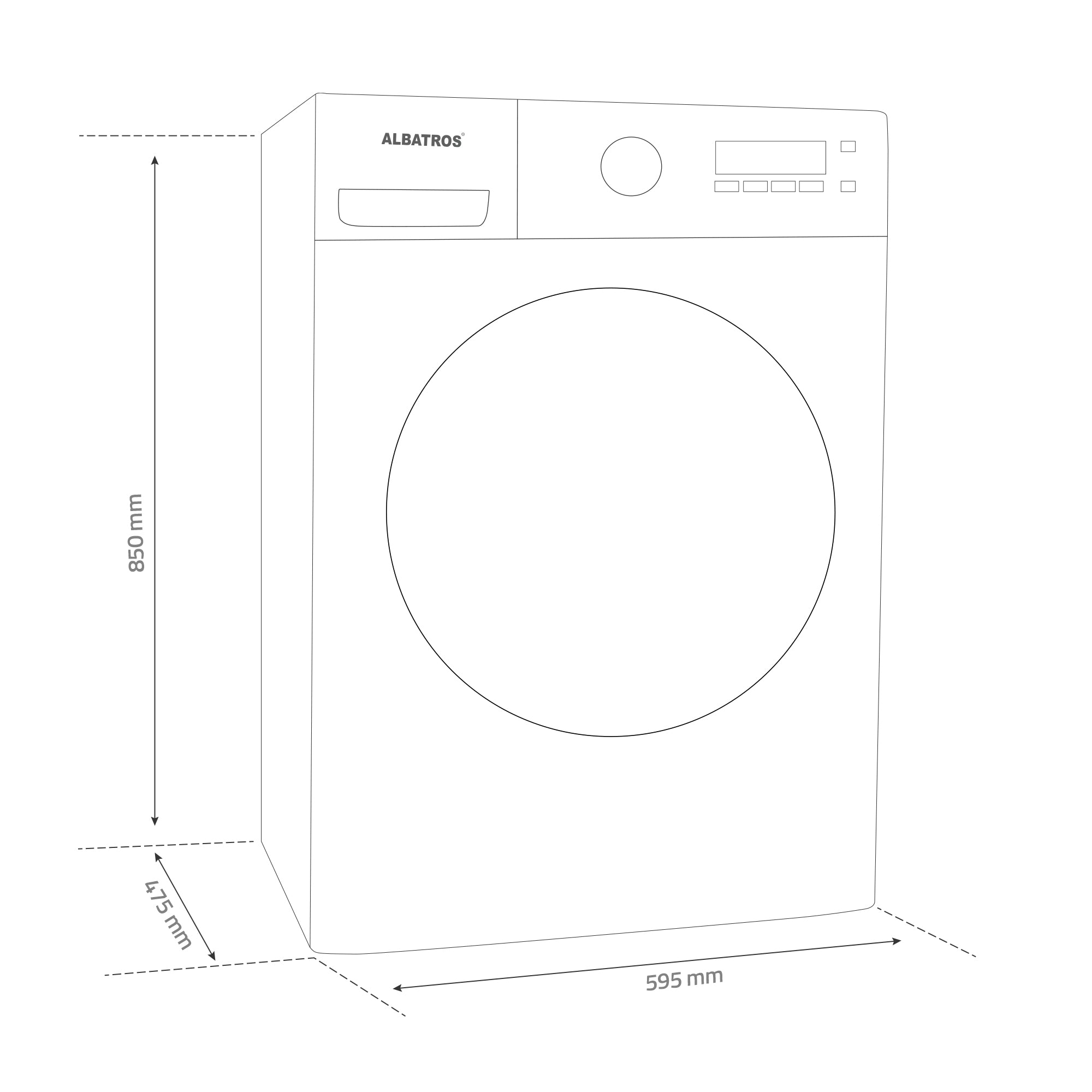 Masina De Spalat Rufe Albatros, 8 Kgslim, Motor Inverter, Alba
