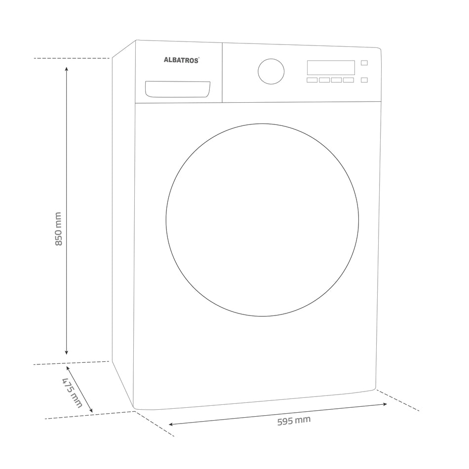 Masina De Spalat Rufe Albatros, 8 Kgslim, Motor Inverter, Alba