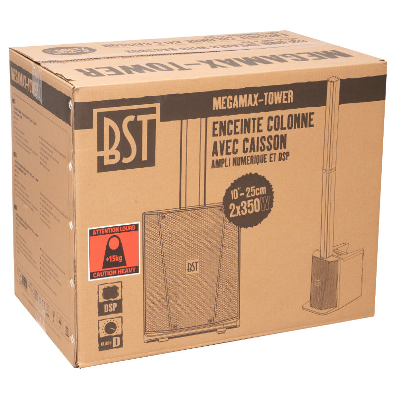 Kit boxă activă cu TWS, subwoofer 10 inch, 480 W RMS, telecomandă inclusă BST MEGAMAX-TOWER