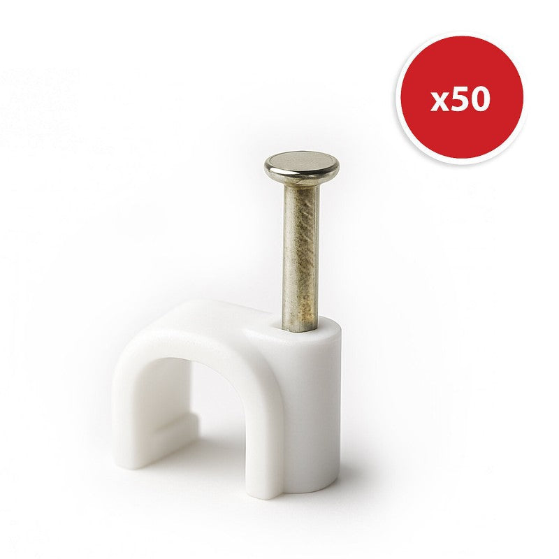 Set 50 bucăți cleme cablu din plastic alb 12 mm Velamp MG012