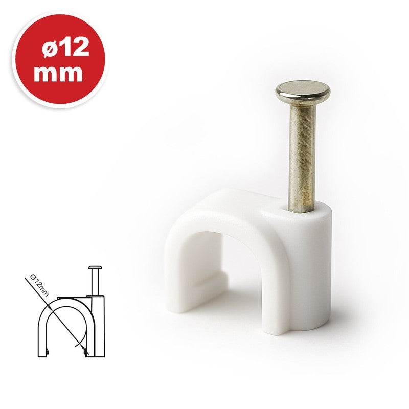 Set 50 bucăți cleme cablu din plastic alb 12 mm Velamp MG012