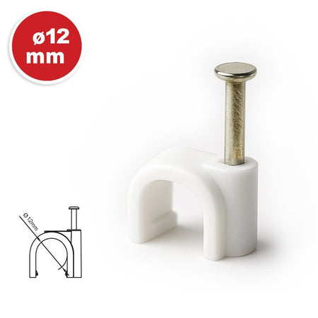 Set 50 bucăți cleme cablu din plastic alb 12 mm Velamp MG012