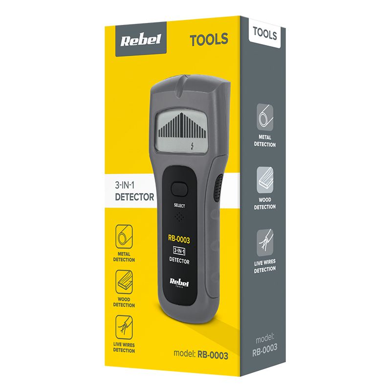 Detector 3 în 1 cu afișaj, sensibilitate reglabilă, Rebel MIE-RB-0003