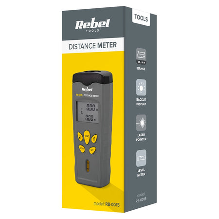 Telemetru laser 0,5 - 18 m, precizie ± 0,5% cu ecran iluminat - Rebel MIE-RB-0015