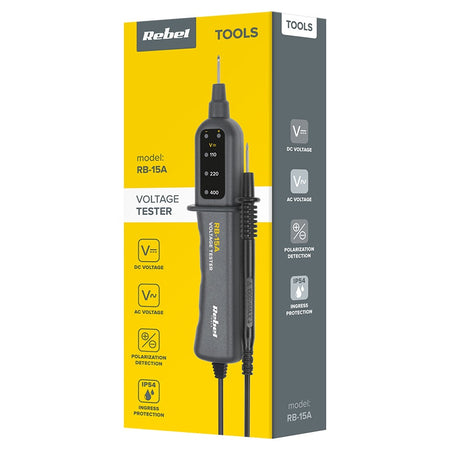 Detector tensiune AC/DC 110/220/400 V, cablu 88 cm - Rebel MIE-RB-15A