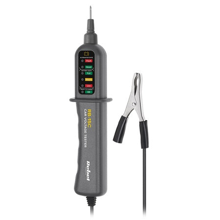Detector tensiune auto pentru test alternator și baterie 12 V cu IP 54 și cablu 88 cm Rebel MIE-RB-15C