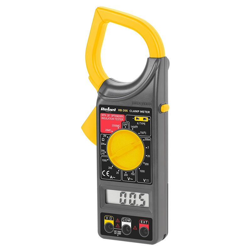 Clampmetru pentru curent AC până la 1000 A, tensiune DC 1000 V și testare izolație 2000 MOhm - Rebel MIE-RB-266