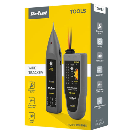 Tester cablu cu emițător și receptor, distanță semnal 3 km, alimentare 9 V - Rebel MIE-RB-806R