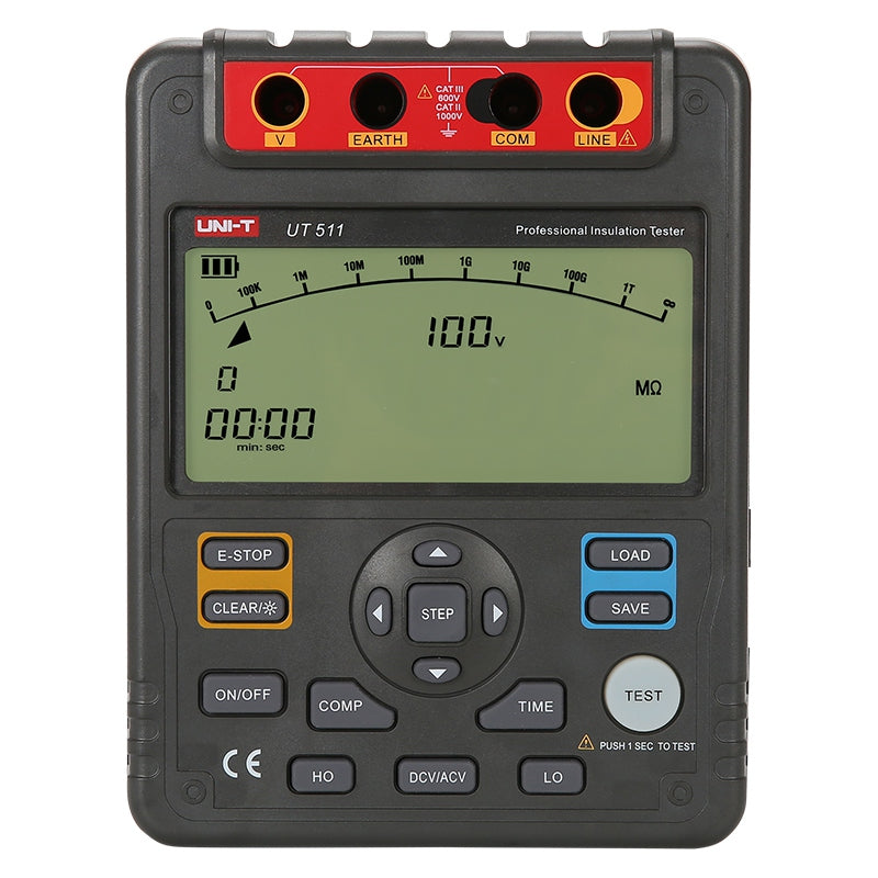 Multimetru pentru măsurare izolație UT511, 100 V/250 V/500 V/1000 V, 100 kOhm-10 GOhm Uni-T MIE0098