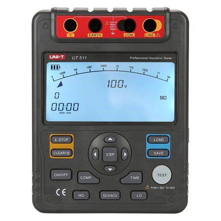 Multimetru pentru măsurare izolație UT511, 100 V/250 V/500 V/1000 V, 100 kOhm-10 GOhm Uni-T MIE0098