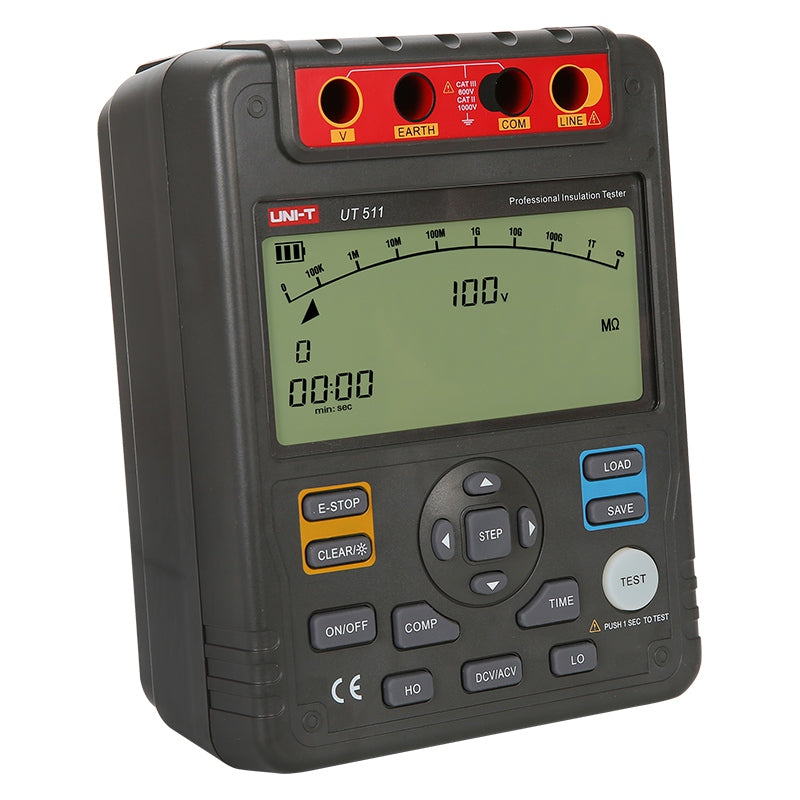 Multimetru pentru măsurare izolație UT511, 100 V/250 V/500 V/1000 V, 100 kOhm-10 GOhm Uni-T MIE0098