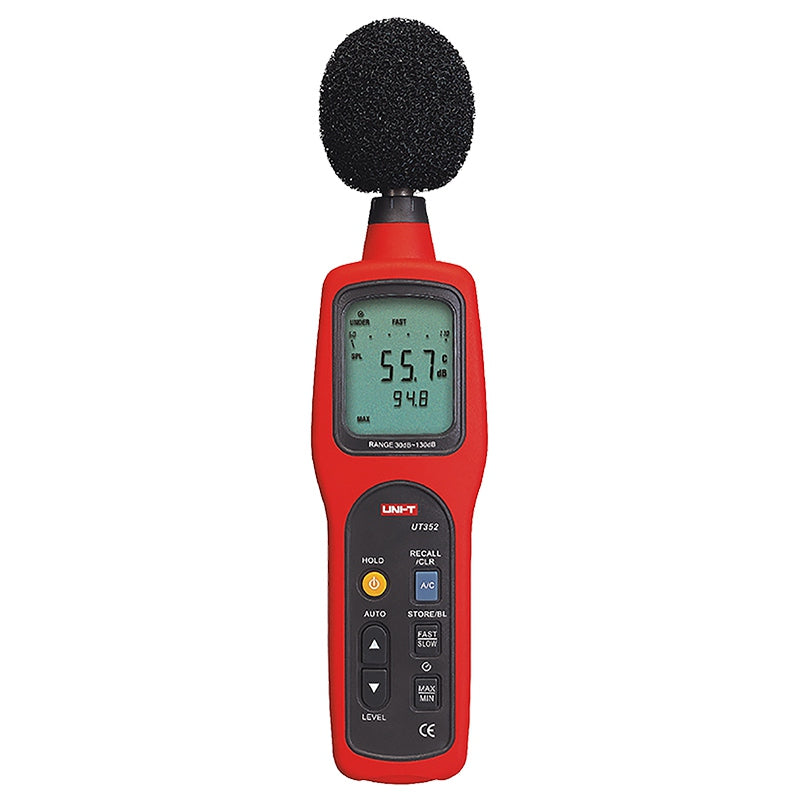 Decibelmetru digital UT352, interval 30 ~ 130 dB ± 1,5 dB, rezoluție 0,1 dB, memorie 63 citiri - Uni-T MIE0129