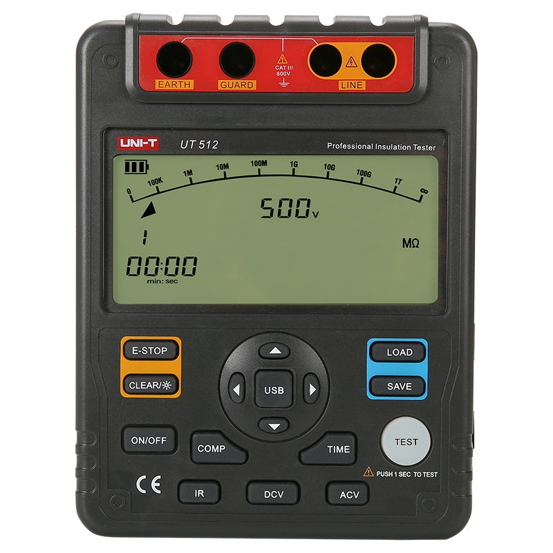 Multimetru de izolație UT512, rezistență 1 MOhm - 10 GOhm, 500/1000/1500/2500V, Uni-T MIE0131