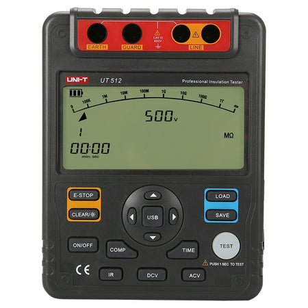Multimetru de izolație UT512, rezistență 1 MOhm - 10 GOhm, 500/1000/1500/2500V, Uni-T MIE0131