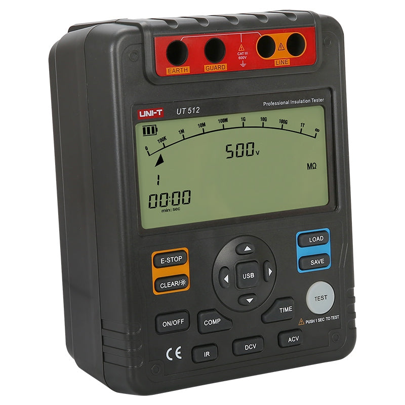 Multimetru de izolație UT512, rezistență 1 MOhm - 10 GOhm, 500/1000/1500/2500V, Uni-T MIE0131
