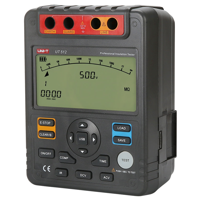 Multimetru de izolație UT512, rezistență 1 MOhm - 10 GOhm, 500/1000/1500/2500V, Uni-T MIE0131